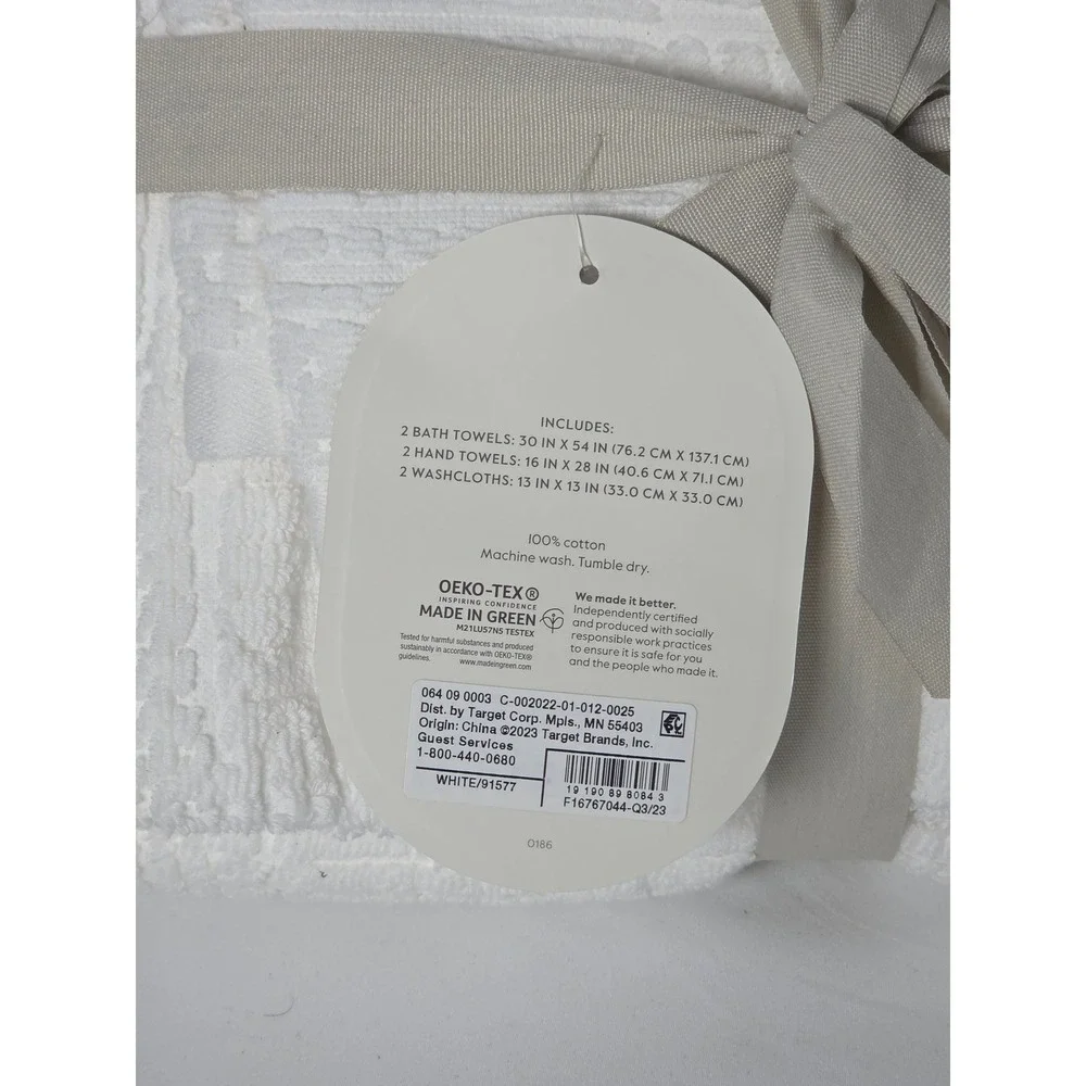 Threshold | Bath | Threshold 6 Piece Cotton Towel Set White Bath Hand ...